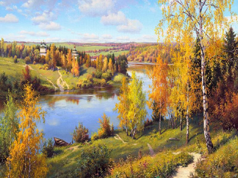 Картина мозаикой с нанесенной рамкой 40х50 ПРИЩЕПА ОСЕНЬ ГЛУБИНКА 32 цвета