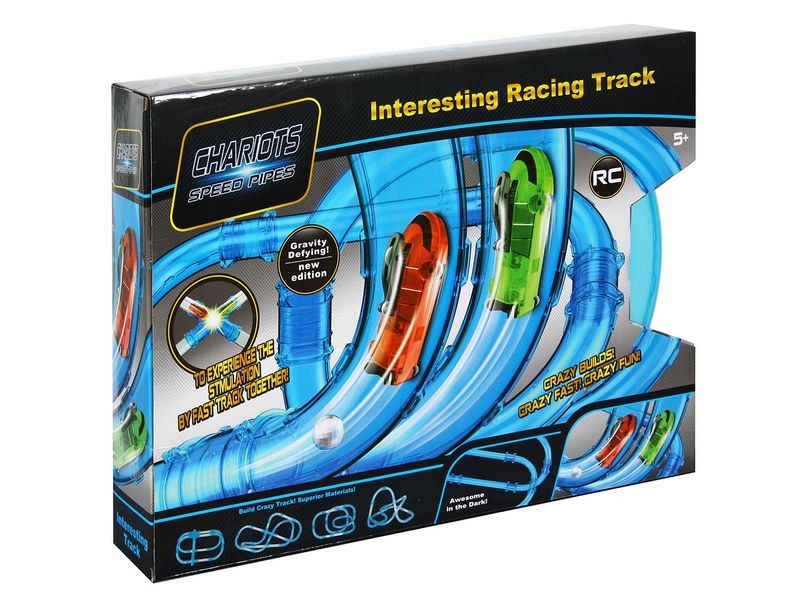 Радиоуправляемый трек гоночный в трубе 0221 Chariots Speed Pipes светится 48 деталей, 2 машинки