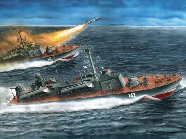 Сборная модель Ракетный катер, 205У 330 мм с электродвигателем 172