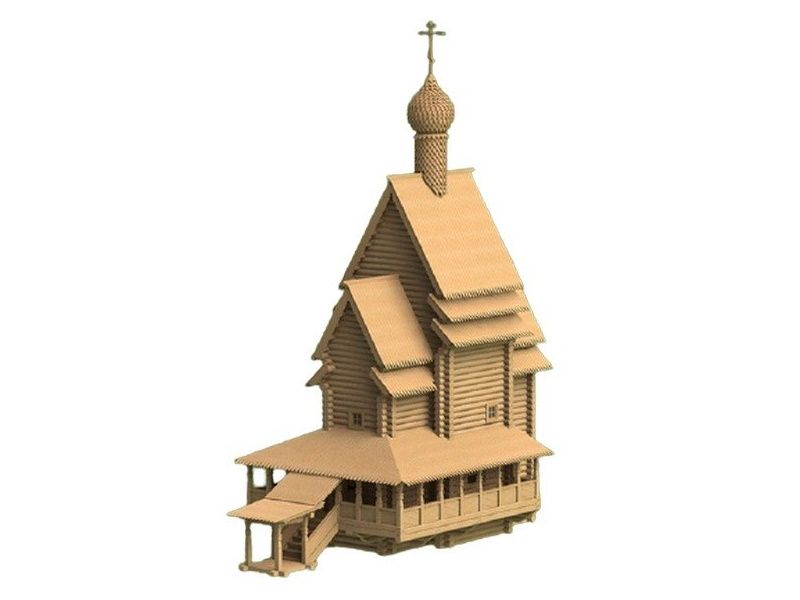 Сборная деревянная модель СВМодель Георгиевская церковь, 2390 деталей, 172