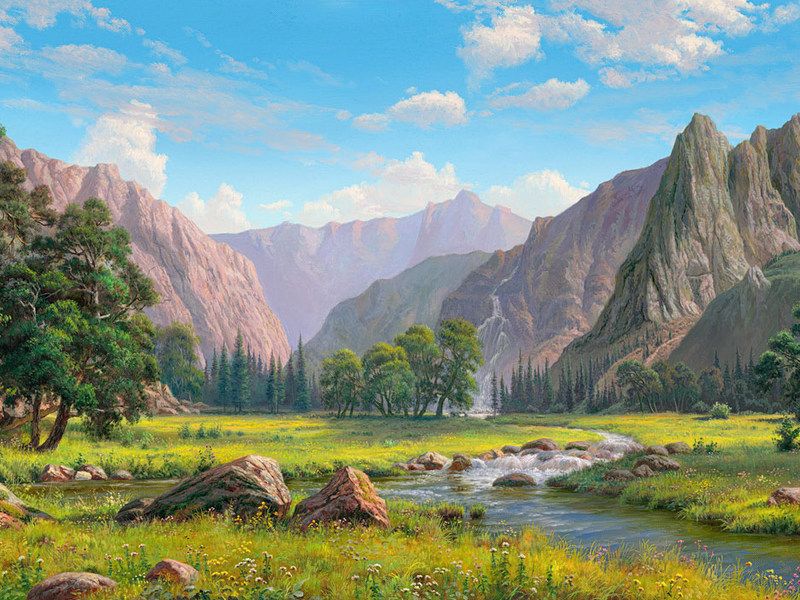Картина мозаикой с нанесенной рамкой 40х50 ИПРИЩЕПА ГОРНАЯ ИДИЛИЯ 31 цвет