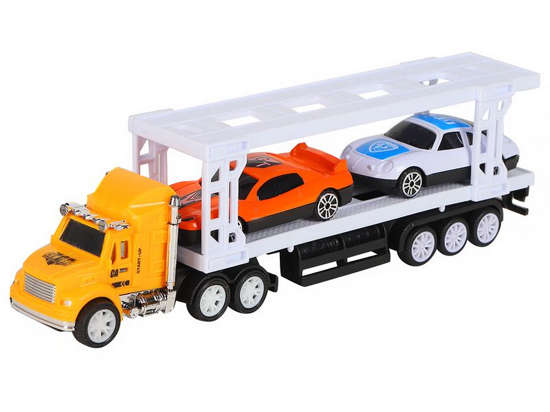 Машина AUTODRIVE Автовоз 20см фрикционный, желтый, 2 машинки 7см, вк 2247,5 см