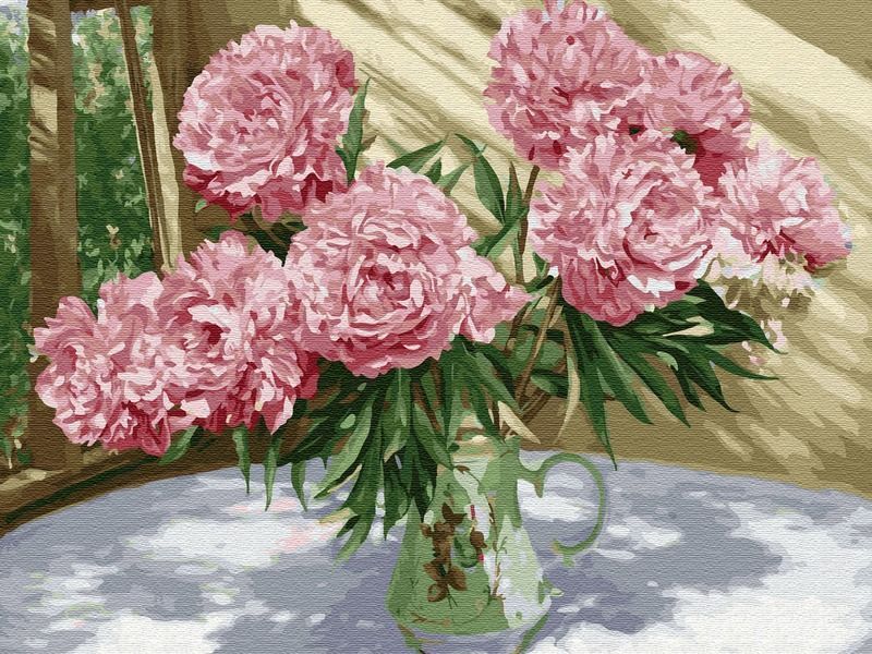 Картина по номерам на дереве 40х50 БУЗИН НА СОЛНЕЧНОЙ ВЕРАНДЕ 28 цветов