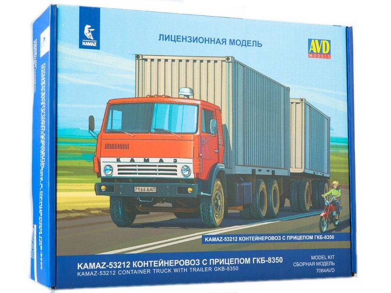 Сборная модель AVD КАМАЗ53212 контейнеровоз с прицепом ГКБ8350, 143