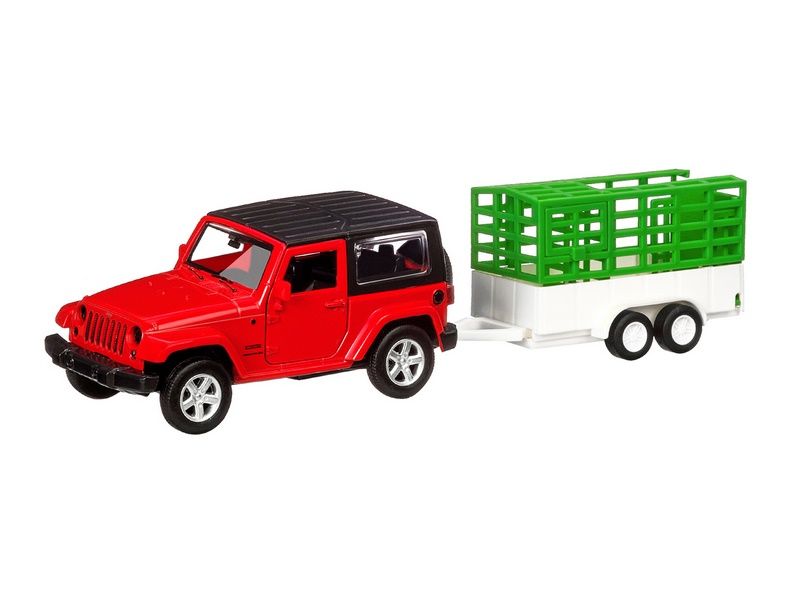 Машина АВТОПАНОРАМА Jeep Wrangler c прицепом, 143, открываются передние двери, инерция, вк
