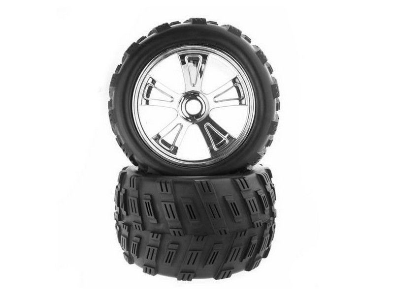 Колеса в сборе c хромированными дисками для Himoto E8MTL, 2шт