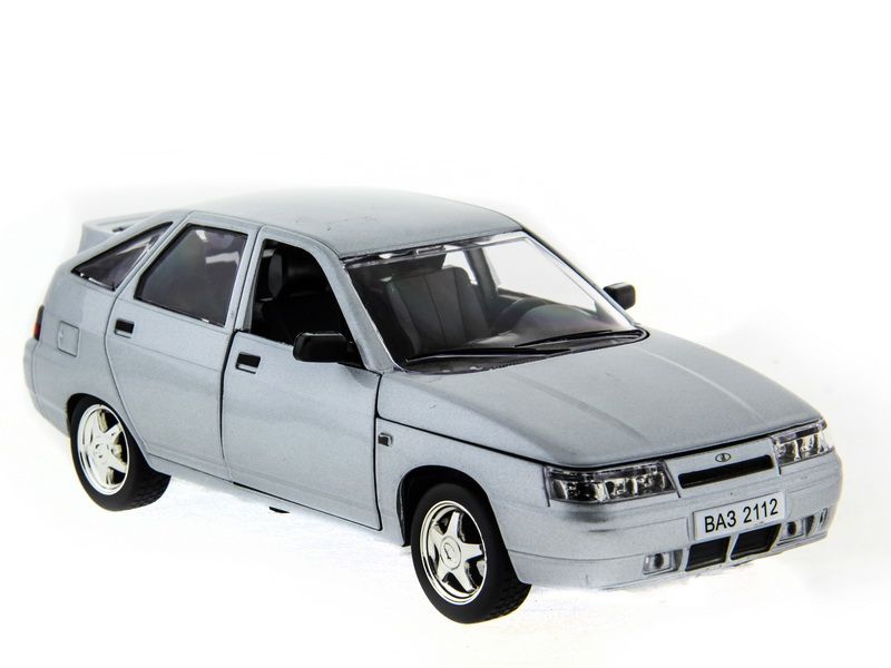 Машина АВТОПАНОРАМА ВАЗ 2112 серебристый,122, инерция, Pull Bаck механизм, вк 101222 cм