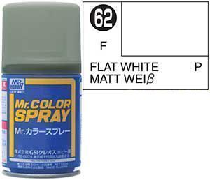 Краска акрил для пластика в аэрозольных баллончиках тм MRHOBBY 100мл  FLAT WHITE, шт