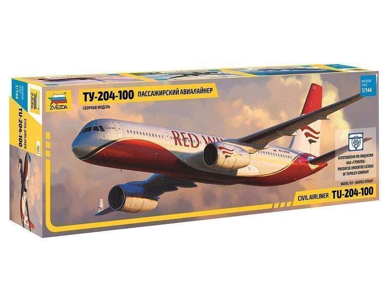 Сборная модель ZVEZDA Пассажирский авиалайнер Ту204100, 1144