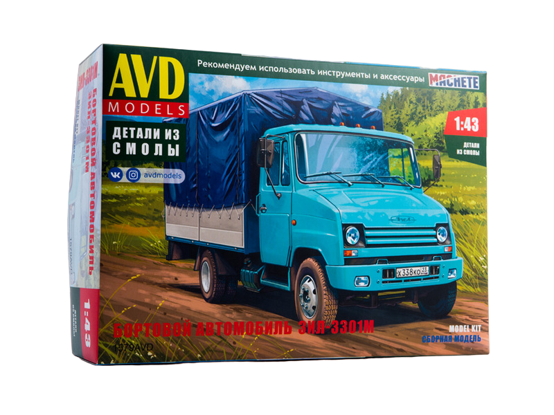 Сборная модель AVD ЗИЛ3301М бортовой, 143