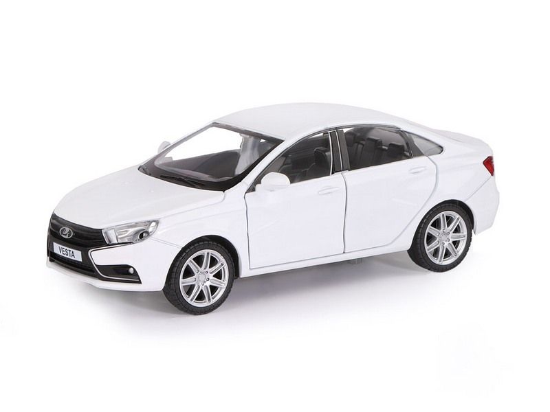 Машина АВТОПАНОРАМА LADA VESTA седан, 124,  белый, свет звук эффекты, вк 24,512,510,5 см