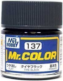 Краска эмаль для пластика тм MRHOBBY  10мл  TIRE BLACK, шт
