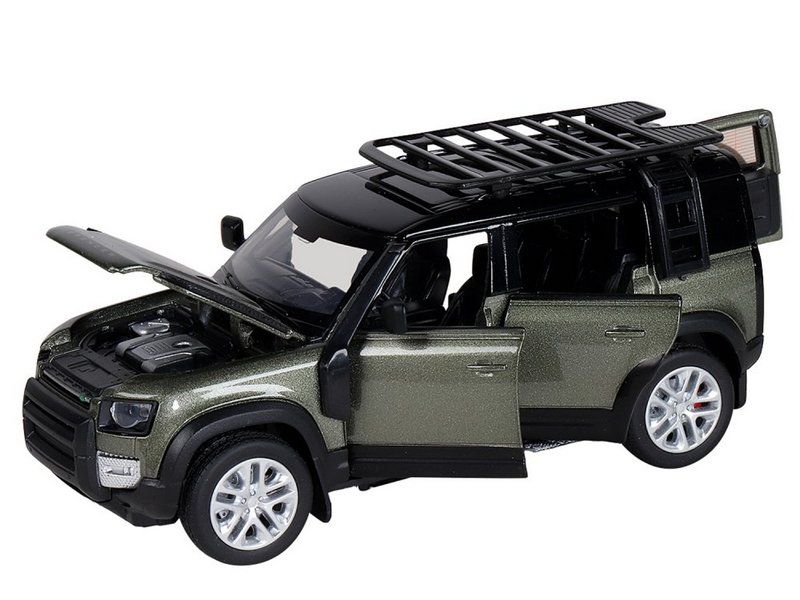 Машина АВТОПАНОРАМА Land Rover Defender 110, 132, зеленый, свет, звук, вк 17,513,59 см
