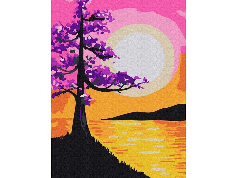 Картина по номерам 15х20 КРАСИВОЕ ДЕРЕВО НА ОБРЫВЕ 11 цветов