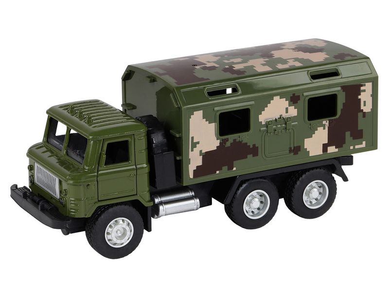 Машина АВТОПАНОРАМА Грузовик, 132, хаки, откр двери, свет, звук, инерция, вк 24810 см