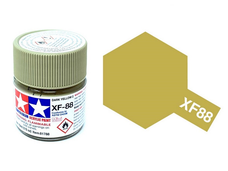Краска Tamiya XF88 Dark Yellow 2 Темножелтый 2 матовая акриловая, 10мл