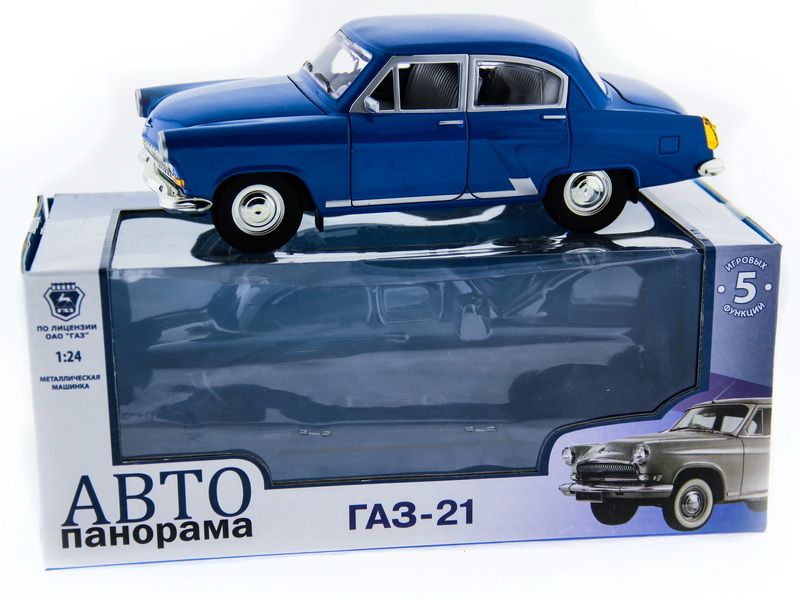 Машина АВТОПАНОРАМА ГАЗ21 Волга 124 вк  261211см, синяя