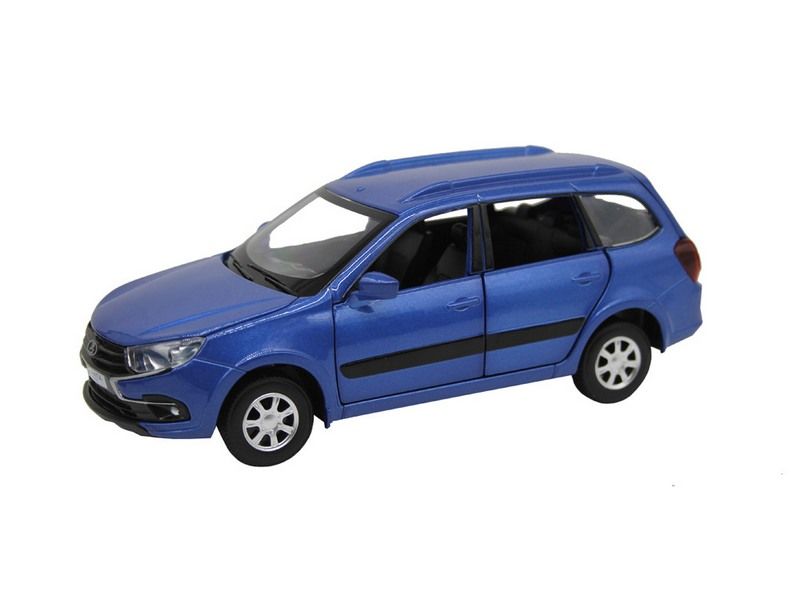 Машина АВТОПАНОРАМА LADA GRANTA CROSS, синий, 124, свет, звук, инерция, вк 24,512,510,5 см