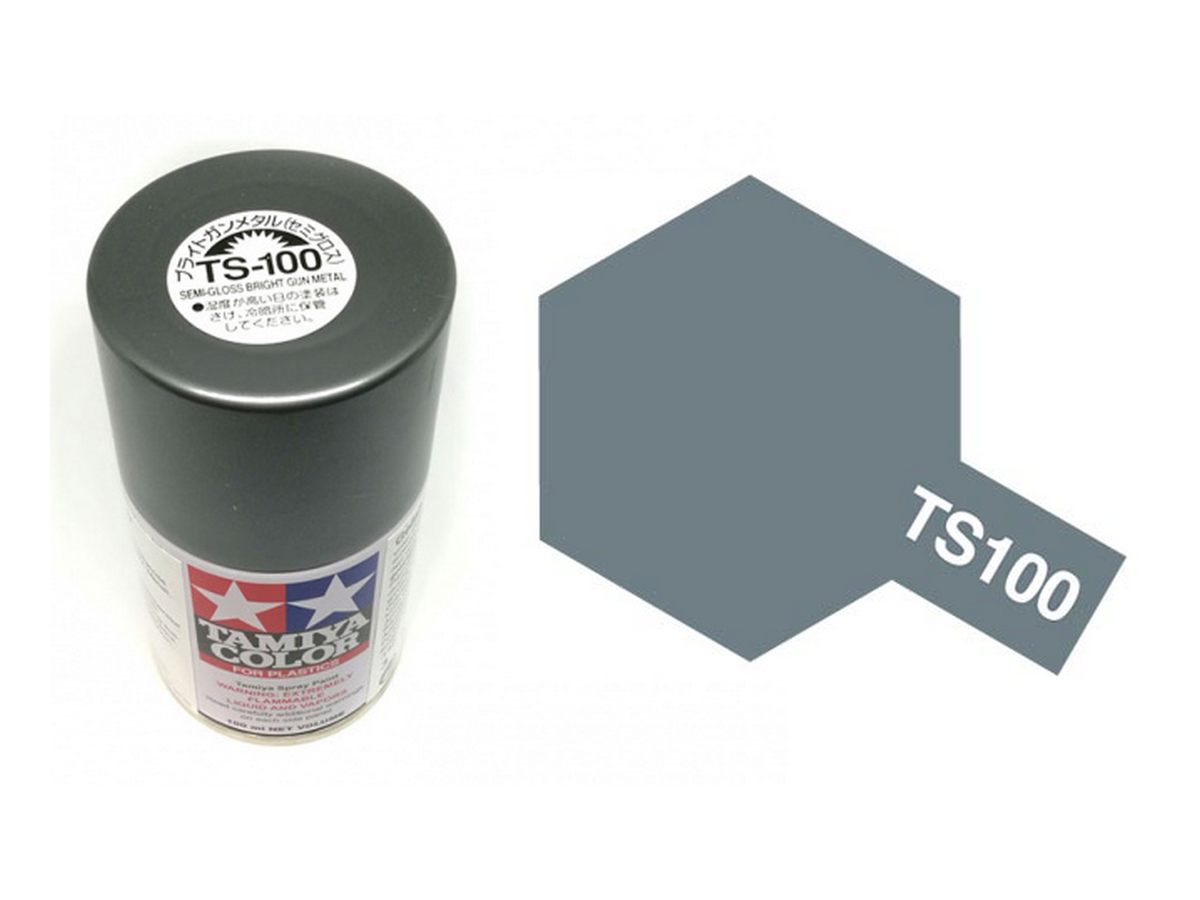 Краска Tamiya TS100 SG Bright Gun Metal Яркий металлический, полуглянцевый краскаспрей 100 мл