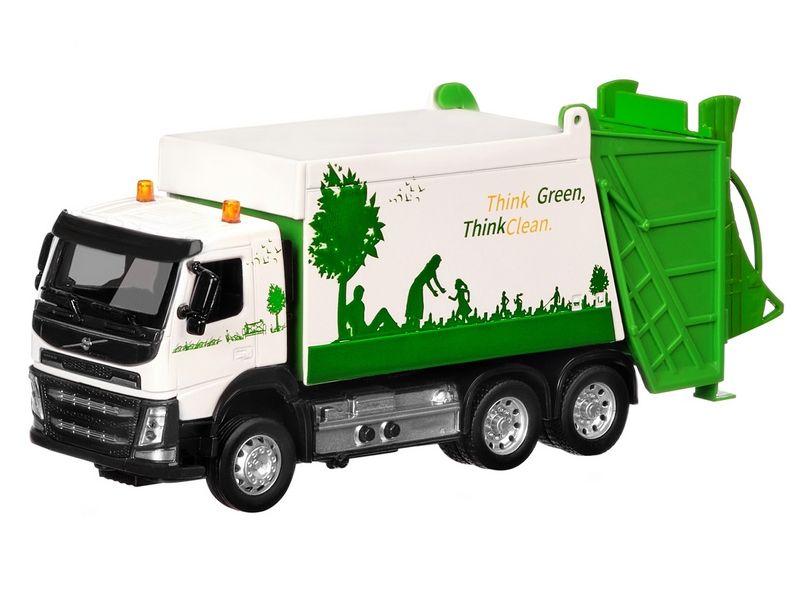 Машина АВТОПАНОРАМА Volvo мусоровоз, белый, 150, свет, звук, вк 281410 см