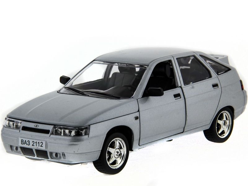 Машина АВТОПАНОРАМА ВАЗ 2112 серебристый,122, инерция, Pull Bаck механизм, вк 101222 cм