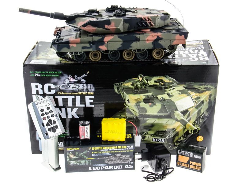 Радиоуправляемый танк Heng Long 124 Leopard A5, стреляет шариками, RTR