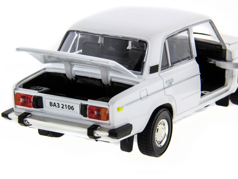Машина АВТОПАНОРАМА ВАЗ 2106 белая,122, инерция, Pull Bаck механизм,  вк 101222 cм