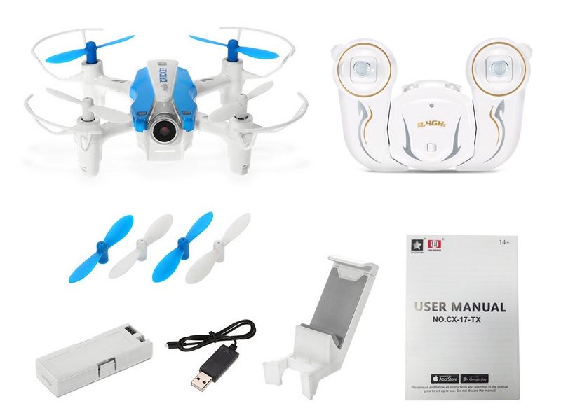 Радиоуправляемый квадрокоптер Cheerson CX17 WiFi RTF 24G синий