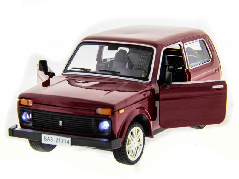 Машина АВТОПАНОРАМА ВАЗ 2121 бордовая,122, инерция, Pull Bаck механизм, вк 101222 cм