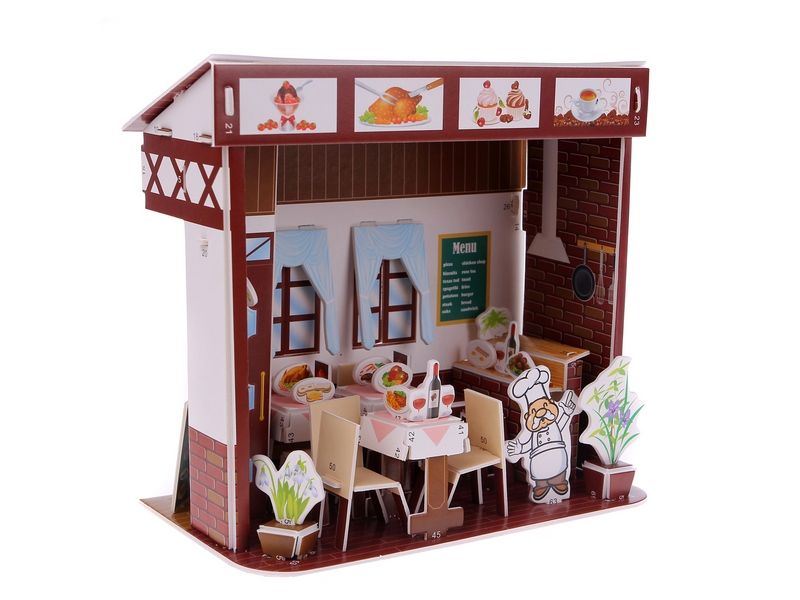 3D пазлы из пенокартона ЗАПАДНЫЙ РЕСТОРАН 48 деталей, 4 листа