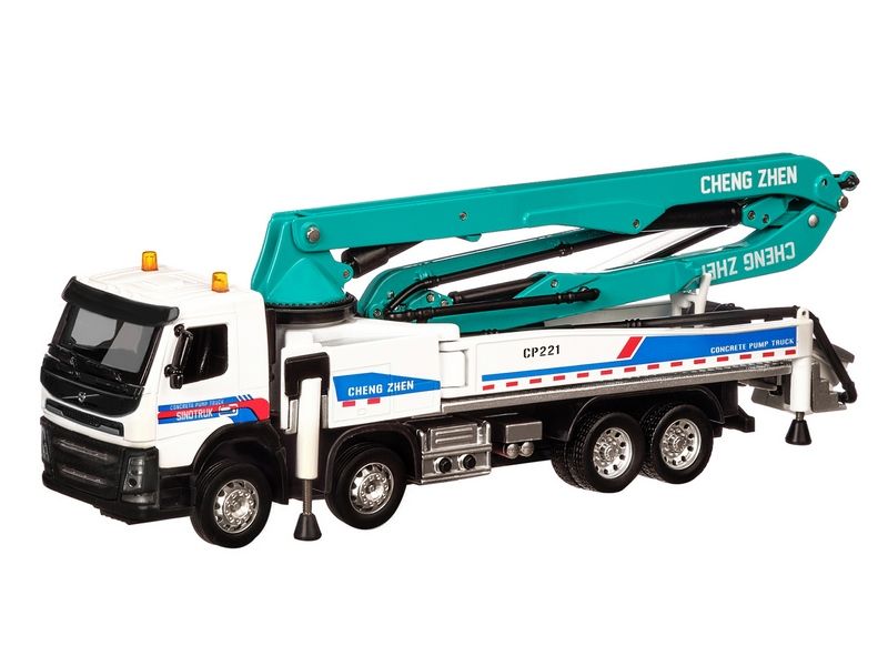 Машина АВТОПАНОРАМА Volvo бетононасос, белый, 150, свет, звук, вк 281410 см