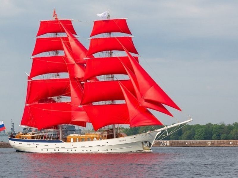 Картина по номерам с цветной схемой на холсте 30х40 Бриг Россия 20 цветов