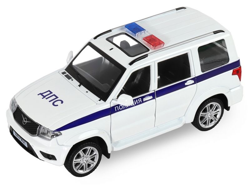 Машина АВТОПАНОРАМА УАЗ PATRIOT Полиция, 126, свет, звук, инерция, вк 24,512,510,5 см