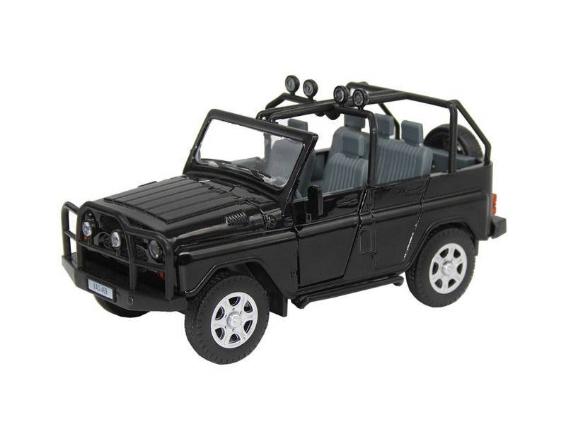 Машина АВТОПАНОРАМА УАЗ469,  124,  черный, свет звук эффекты, инерция, вк 221211 см