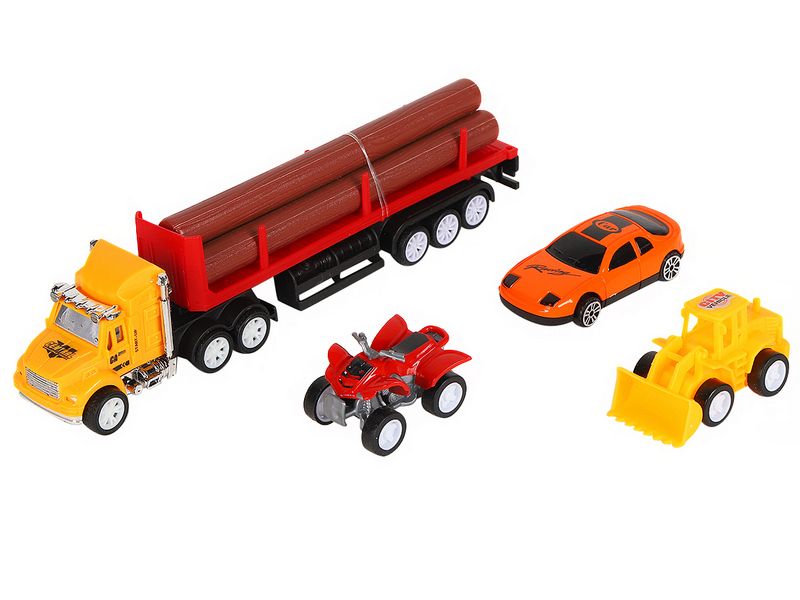 Набор AUTODRIVE Транспорт фрикционный, трейлер с бревнами с транспортом 47см, вк 244,518 см