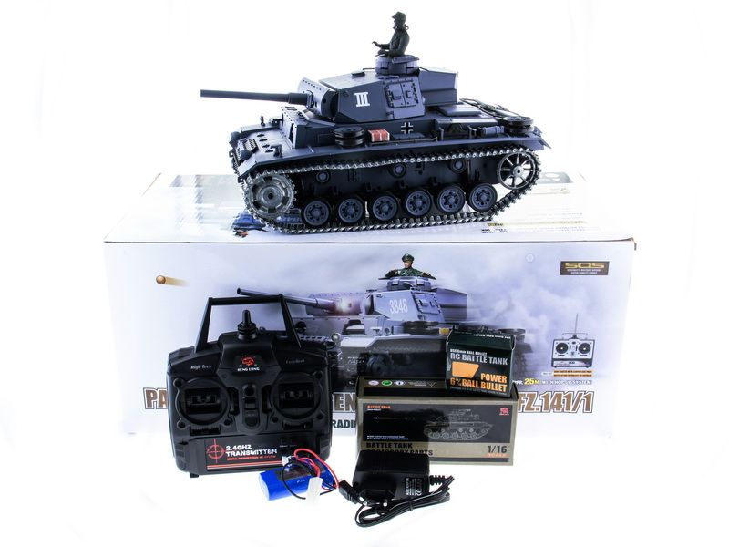 Радиоуправляемый танк Heng Long 116 Panzerkampfwagen III Германия 24G RTR PRO темносерый