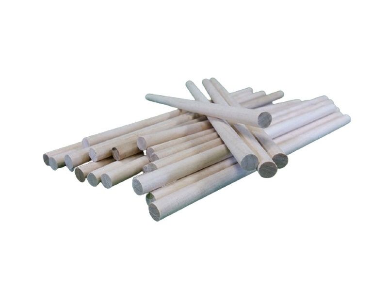 Палочка деревянная, круглая 8 мм, длина 200 мм, 50 шт, береза