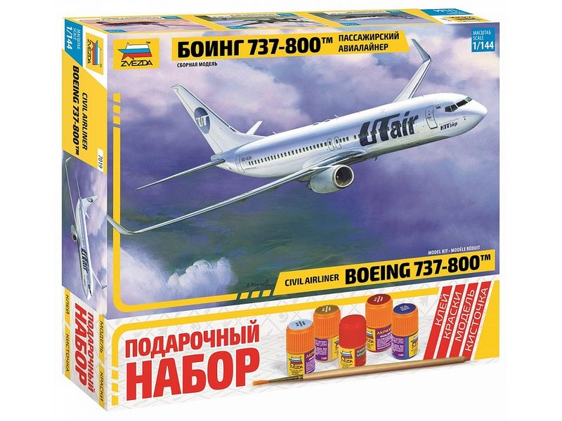 Сборная модель ZVEZDA Пассажирский авиалайнер Боинг 737800, подарочный набор, 1144