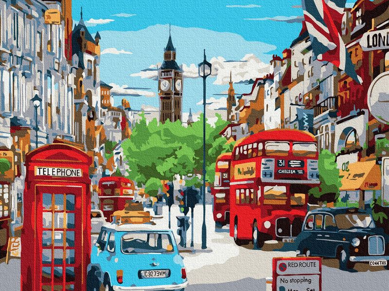 Картина по номерам с цв схемой на холсте 30х40 ЯРКИЙ ЛОНДОН 18 цветов
