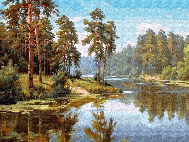 Картина по номерам 40х50 ПРИЩЕПА СОСНЫ У ВОДЫ 35 цветов