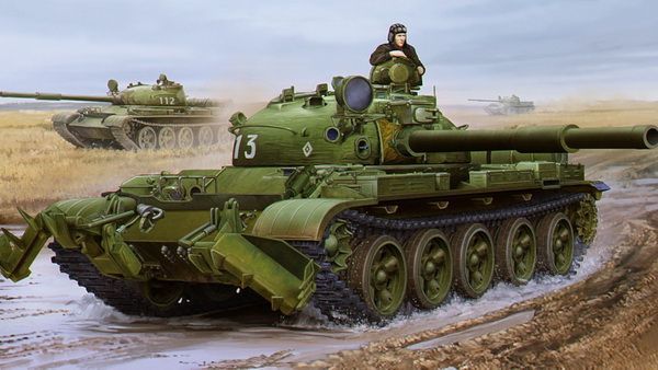 Сборная модель Танк  Т62 мод 1975 с минным тралом КМТ6 135, шт