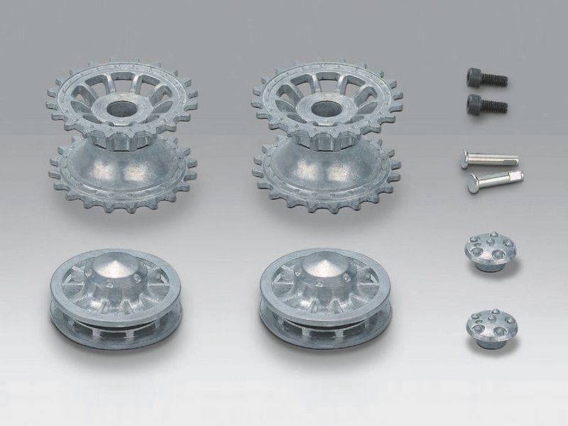 Ведущая звездочка 2 шт и ленивец 2 штуки для танка Tiger металл ранняя версия