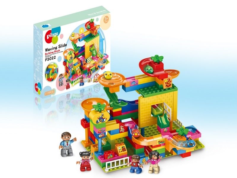 Конструктор Pilage Магазин игрушек 117 деталей, лабиринт с шариками и воронками