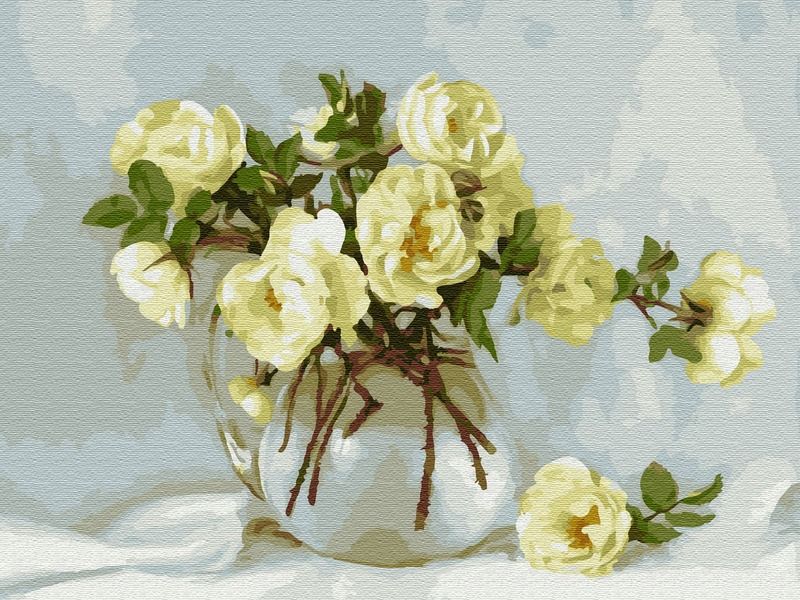 Картина по номерам с цветной схемой на холсте 30х40 Бузин Майский букет 20 цветов