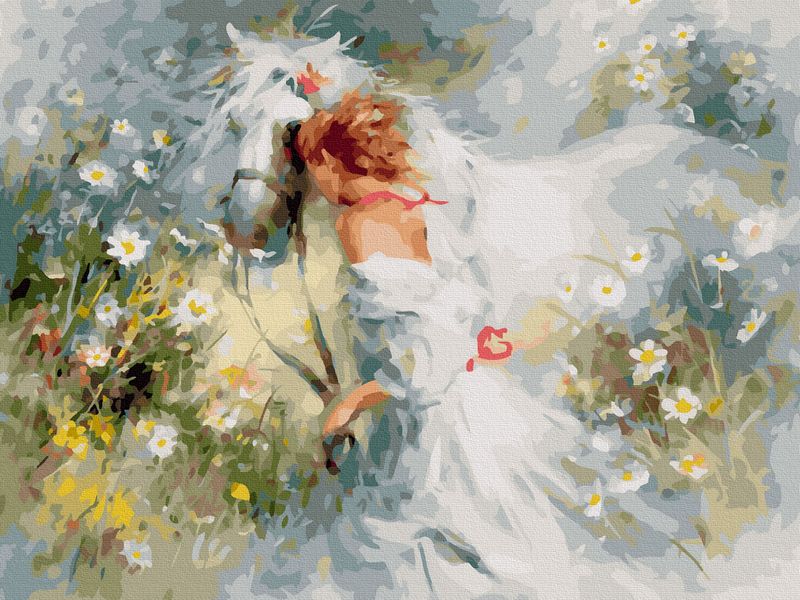 Картина по номерам с цветной схемой 40х50 ХАЕРАНТС В БЕЛЫЙ СОН 32 цвета