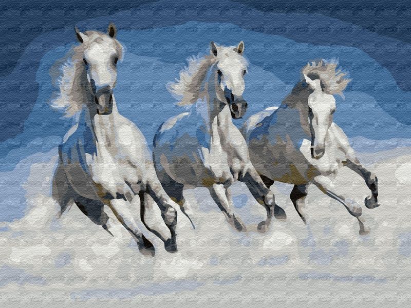 Картина по номерам с цветной схемой на холсте 30х40 ОРЛОВСКИЕ РЫСАКИ 18 цветов