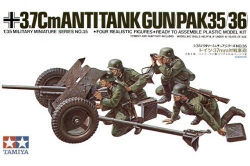 Склеиваемая модель Tamiya 135 37мм противотанковая пушка PAK3536 с арт расчетом 4 фигуры