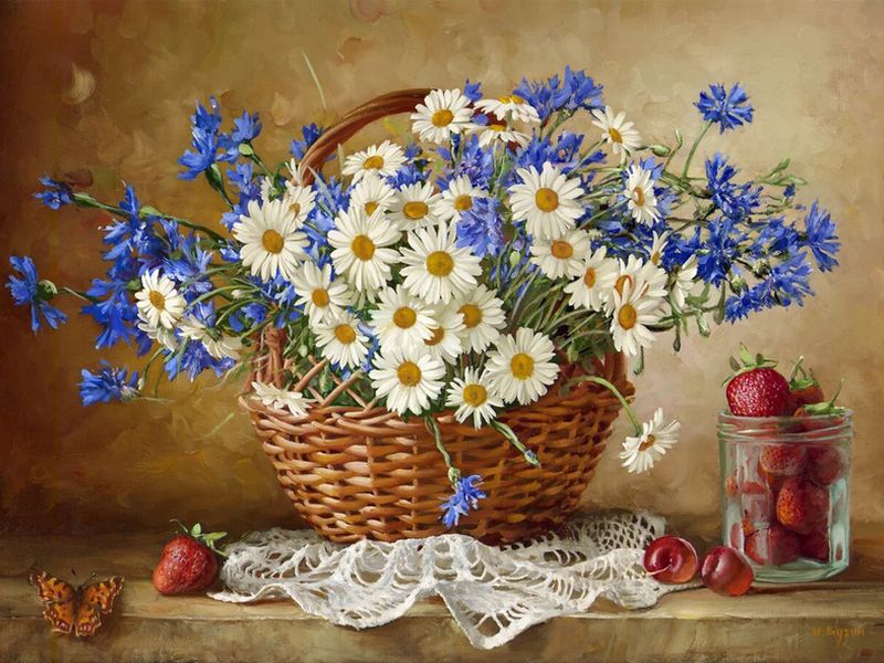 Картина мозаикой 40х50 БУЗИН РОМАШКОВОЕ НАСТРОЕНИЕ квадр элты 39 цветов