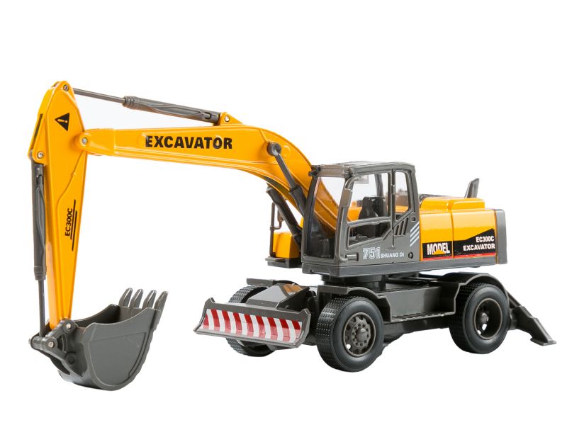 Машина АВТОПАНОРАМА ЭКСКАВАТОР НА КОЛЕСАХ, 150, оранжевый, свет, звук, вк 251013 см