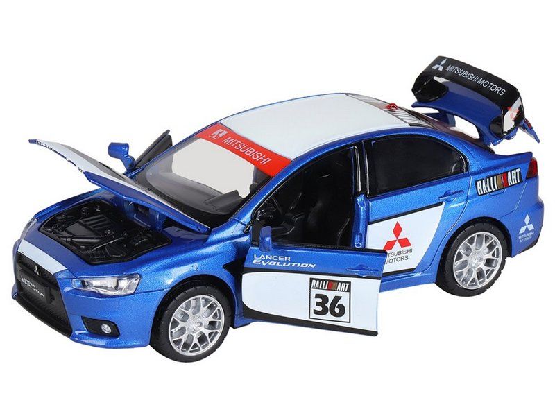 Машина АВТОПАНОРАМА Mitsubishi Lancer Evolution, 132, синий, свет, звук, вк 18913,5 см